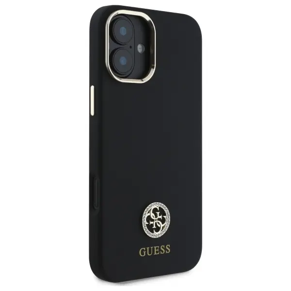 Etui Guess Silicone Logo Strass 4G do iPhone 16 Czarny