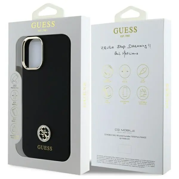 Etui Guess Silicone Logo Strass 4G do iPhone 16 Czarny