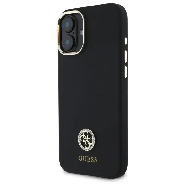 Etui Guess Silicone Logo Strass 4G do iPhone 16 Czarny