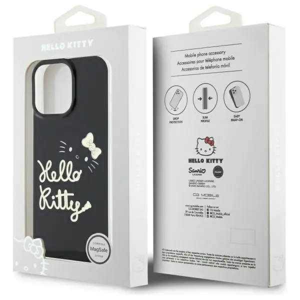 Etui Hello Kitty IML Golden Diva MagSafe do iPhone 16 Pro Max Czarny