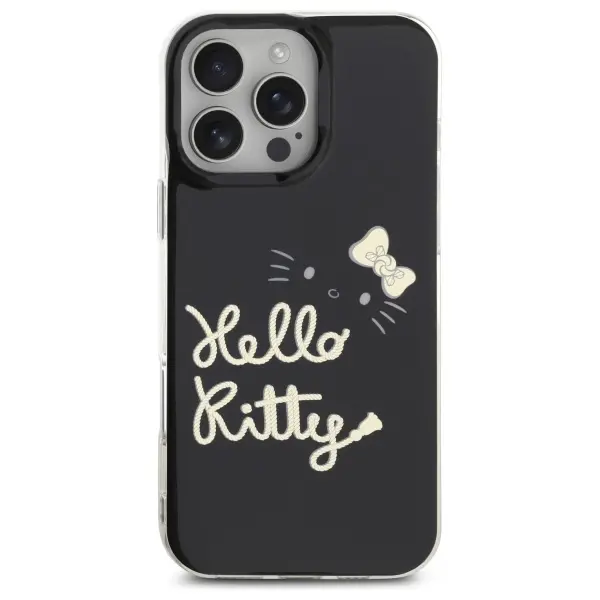 Etui Hello Kitty IML Golden Diva MagSafe do iPhone 16 Pro Max Czarny