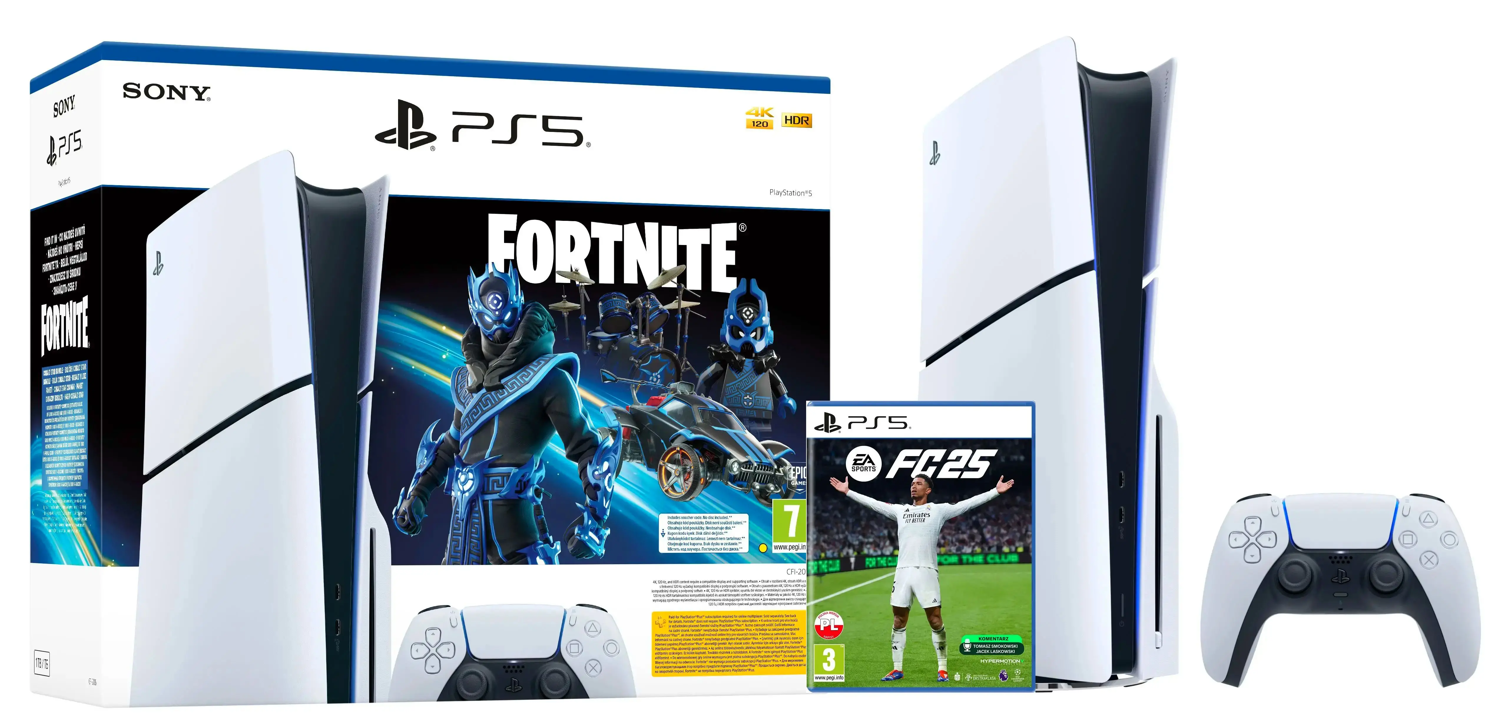 Konsola Sony PlayStation 5 Slim D Chassis (PS5) 1TB z napędem Fortnite Cobalt + EA SPORT FC 25