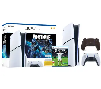 Konsola Sony PlayStation 5 Slim D Chassis (PS5) 1TB z napędem Fortnite Cobalt + Dodatkowy Pad Czarny + EA SPORTS FC 25