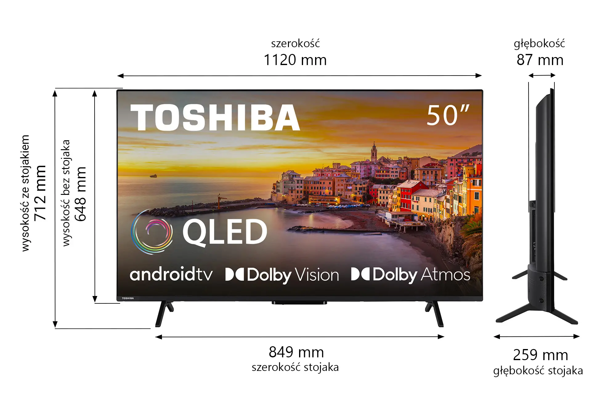 Telewizor Toshiba 50QA2363DG  50" QLED 4K Android TV Dolby Vision Dolby Atmos HDMI 2.1 DVB-T2