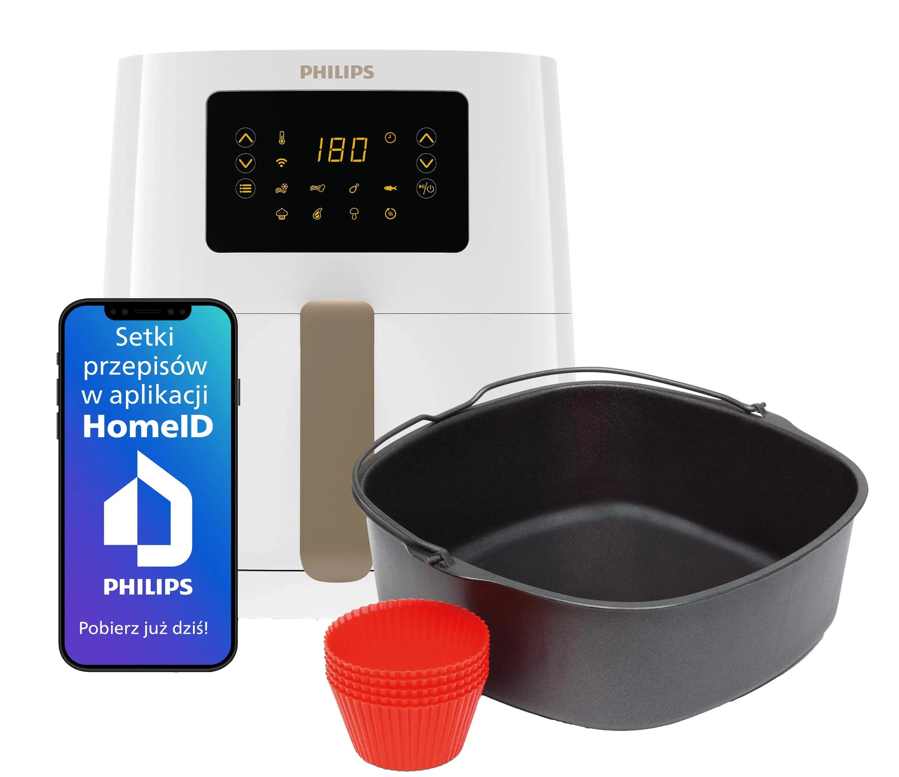 Frytkownica beztłuszczowa Philips Ovi Connected HD9255/30 1400W 4,1l Aplikacja mobilna + HD9925/01
