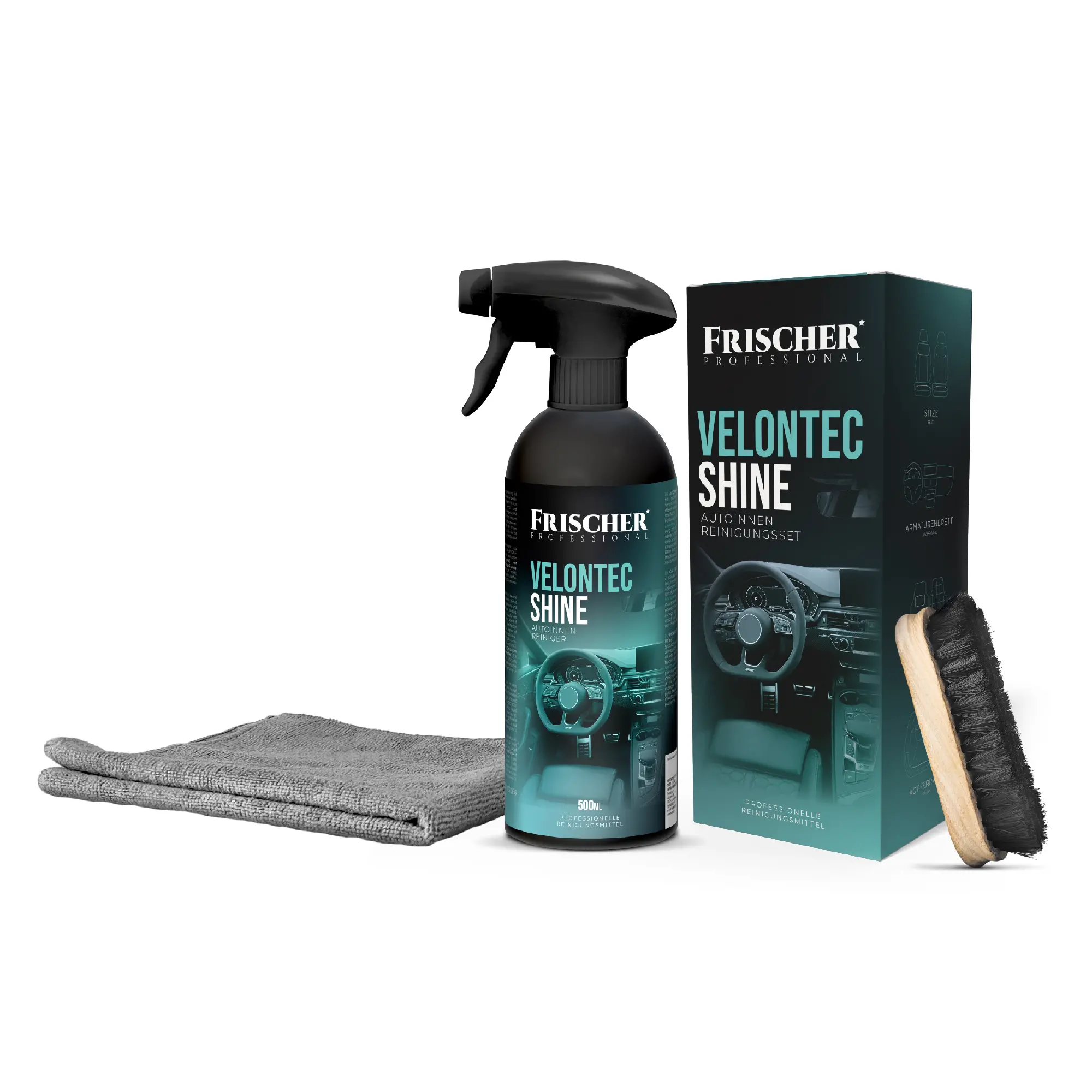 Frischer FR00138 Detergent Auto Interior 500ml + Perie + Set Microfibre