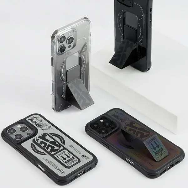 Etui Skinarma Magnetic Charging Grip Stand do iPhone 16 Pro Srebrny