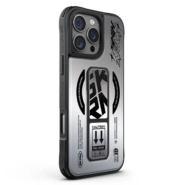 Etui Skinarma Magnetic Charging Grip Stand do iPhone 16 Pro Srebrny