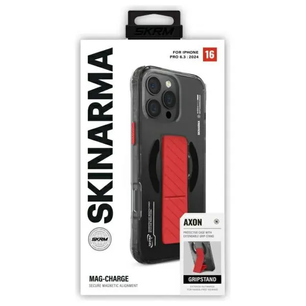 Etui Skinarma Axon Magnetic Charging + Grip Stand iPhone 16 Pro Czarny