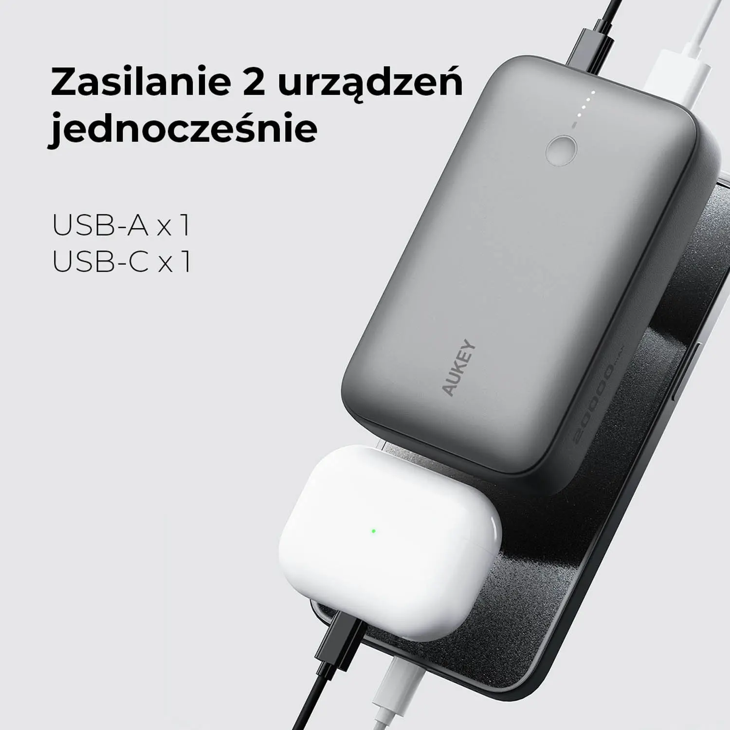 Powerbank Aukey PB-Y57 20000mAh 22,5W Szary