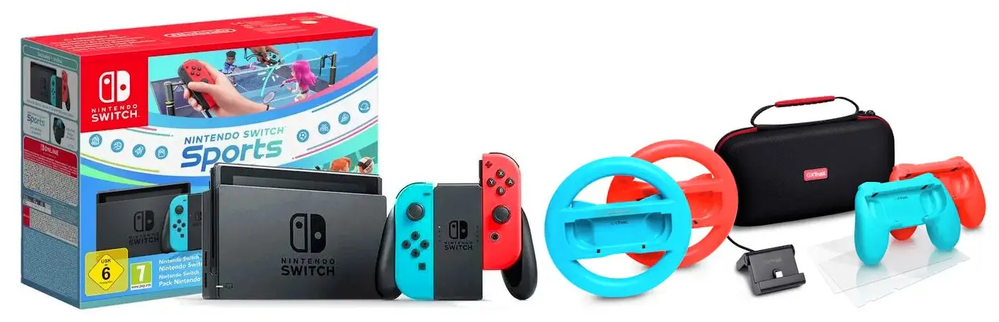 Konsola Nintendo Switch Joy-Con v2 Czerwono-niebieski Sports Set + Nintendo Online 365dni + zestaw akcesoriów Trust GXT 1249 7w1