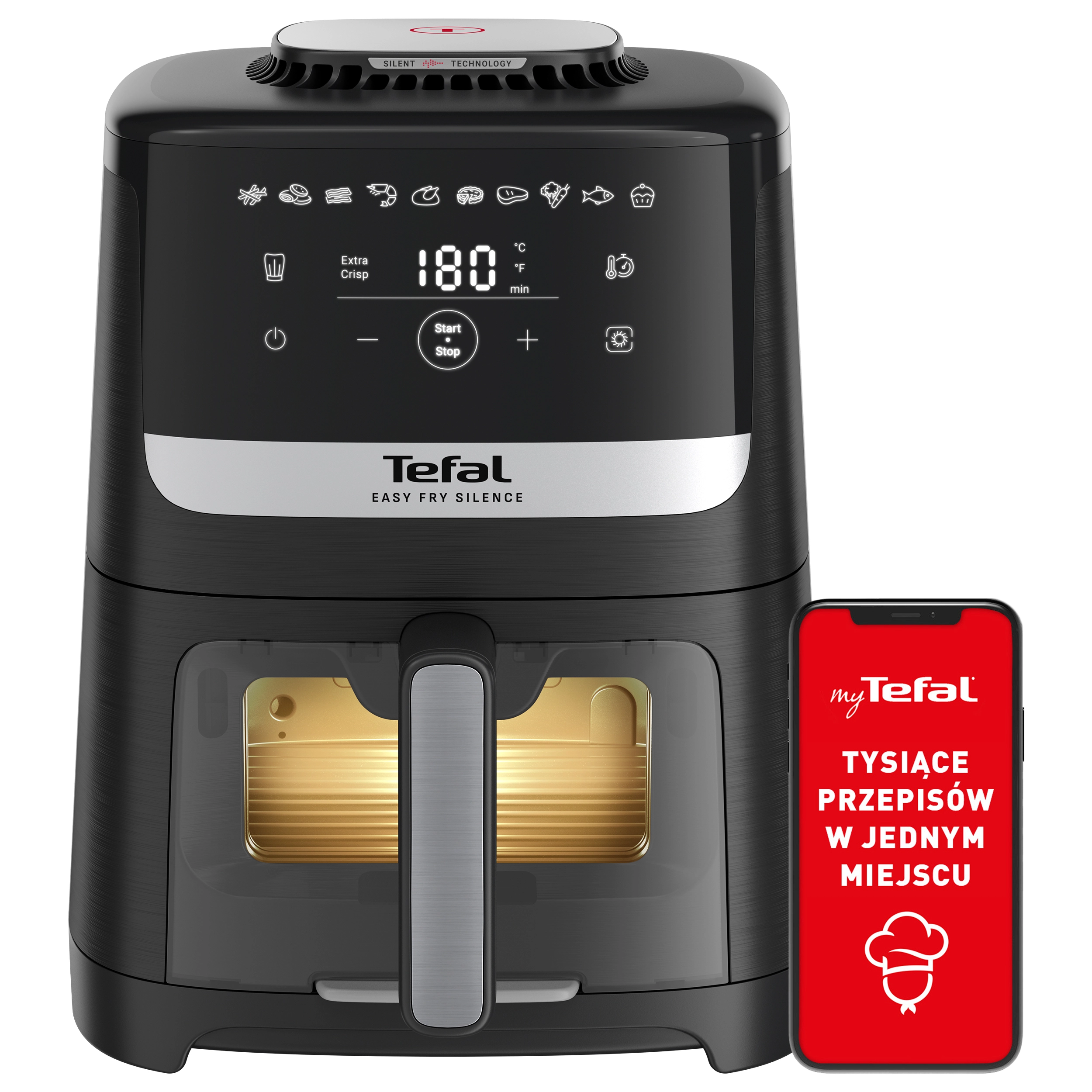Tefal Easy Fry Silence Vision XL EY5568 1670W 5l Aplikacja mobilna