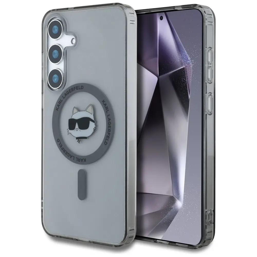 Etui Karl Lagerfeld Button Choupette Head Printed Logo MagSafe do Samsung Galaxy S25 Plus Czarny