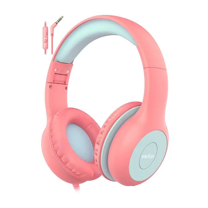 Słuchawki przewodowe Earfun Kids K1 Nauszne Dla dzieci Różowo-fioletowy