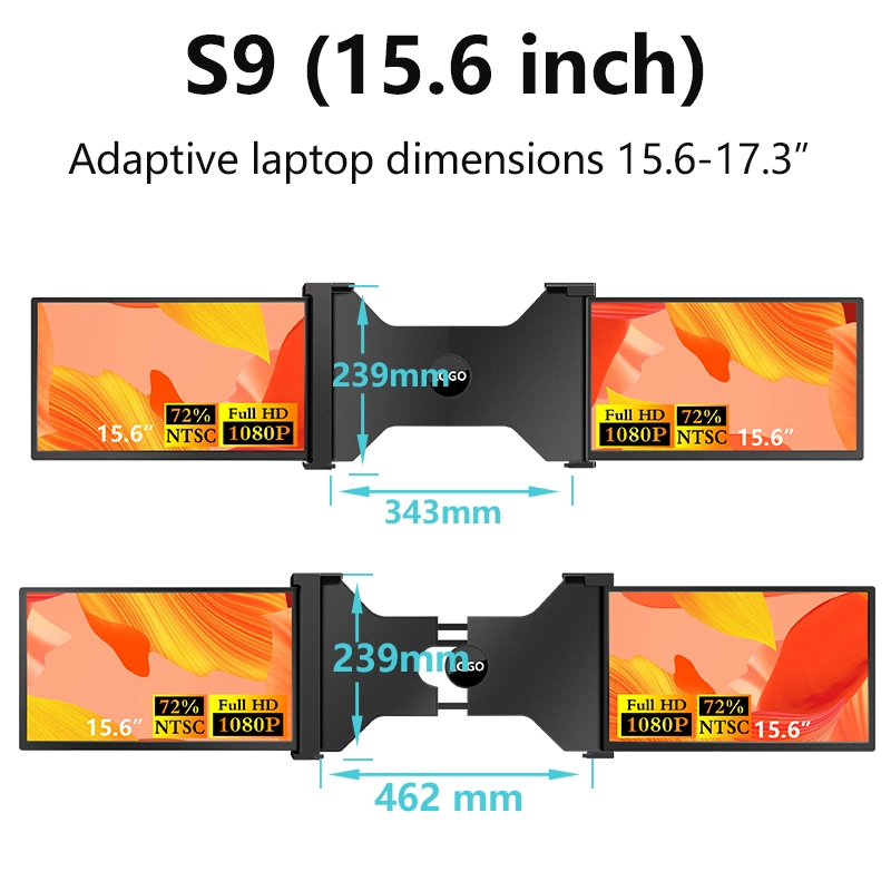 Monitor Extralink Smart Life S9 2-Screen 15,6" Full HD IPS 60Hz do laptopa 15,6" do 17,3"