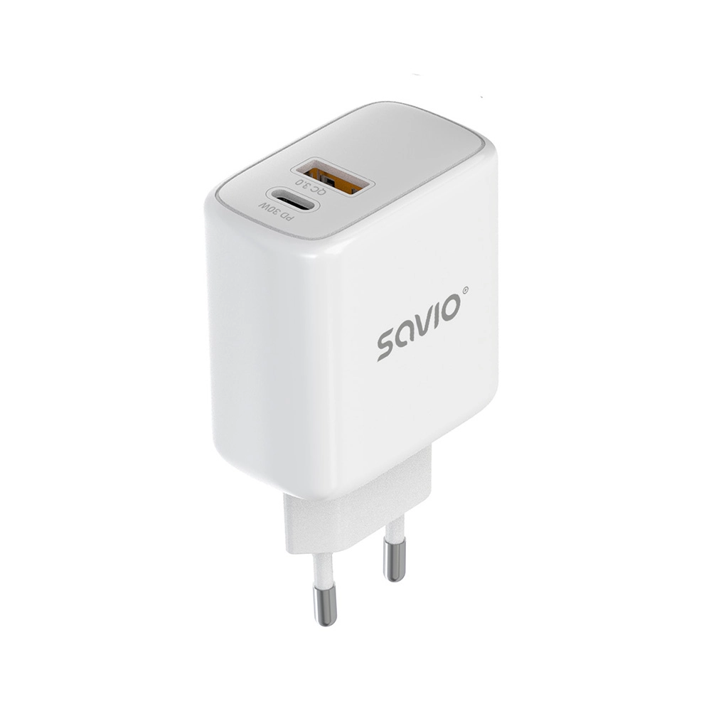 Ładowarka sieciowa Savio LA-10 30W + kabel USB-C Biały
