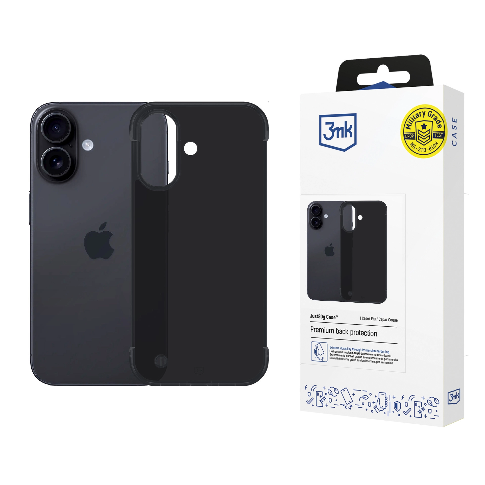 Etui 3mk Just20g Clear Case do iPhone 16 Czarny
