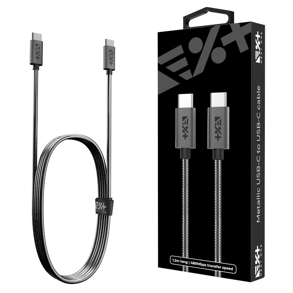 Kabel NEXT ONE USB-C do USB-C Metallic 1,2m Szary