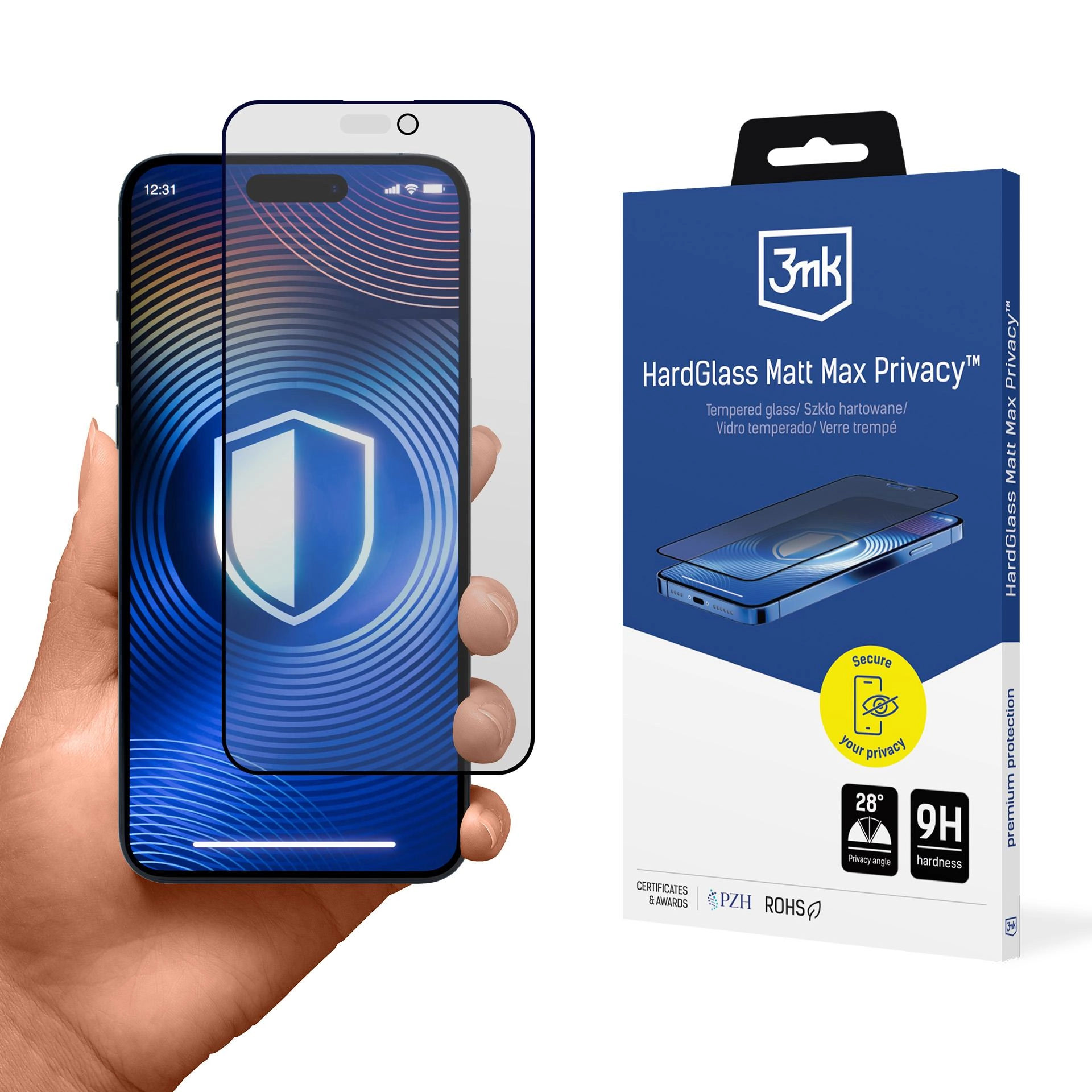 Szkło hartowane 3mk Hardglass Matt Max Privacy do iPhone 14 Pro