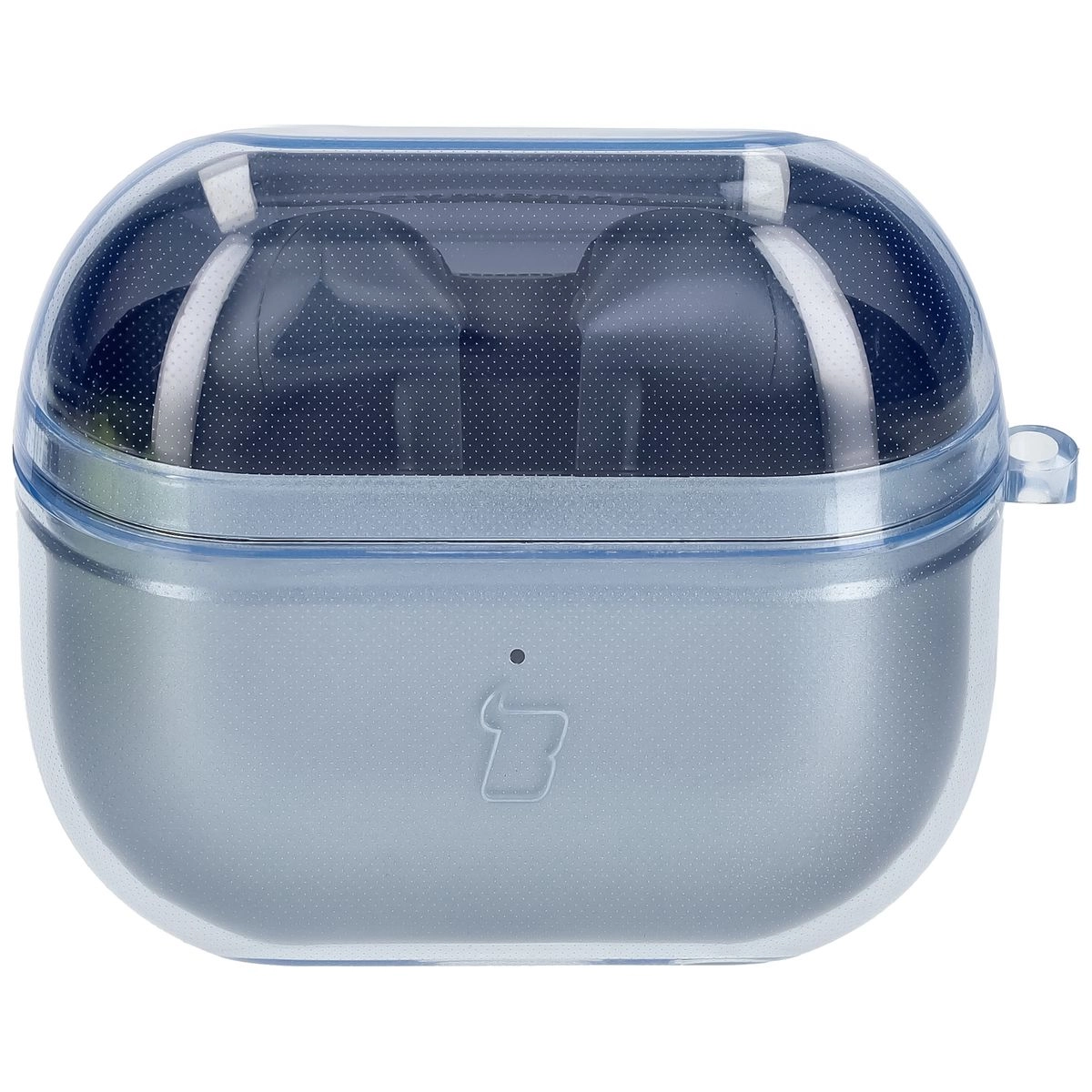 Etui na słuchawki Bizon Elastyczne z karabińczykiem do Samsung Galaxy Buds 3/3 Pro Przezroczysto-niebieski