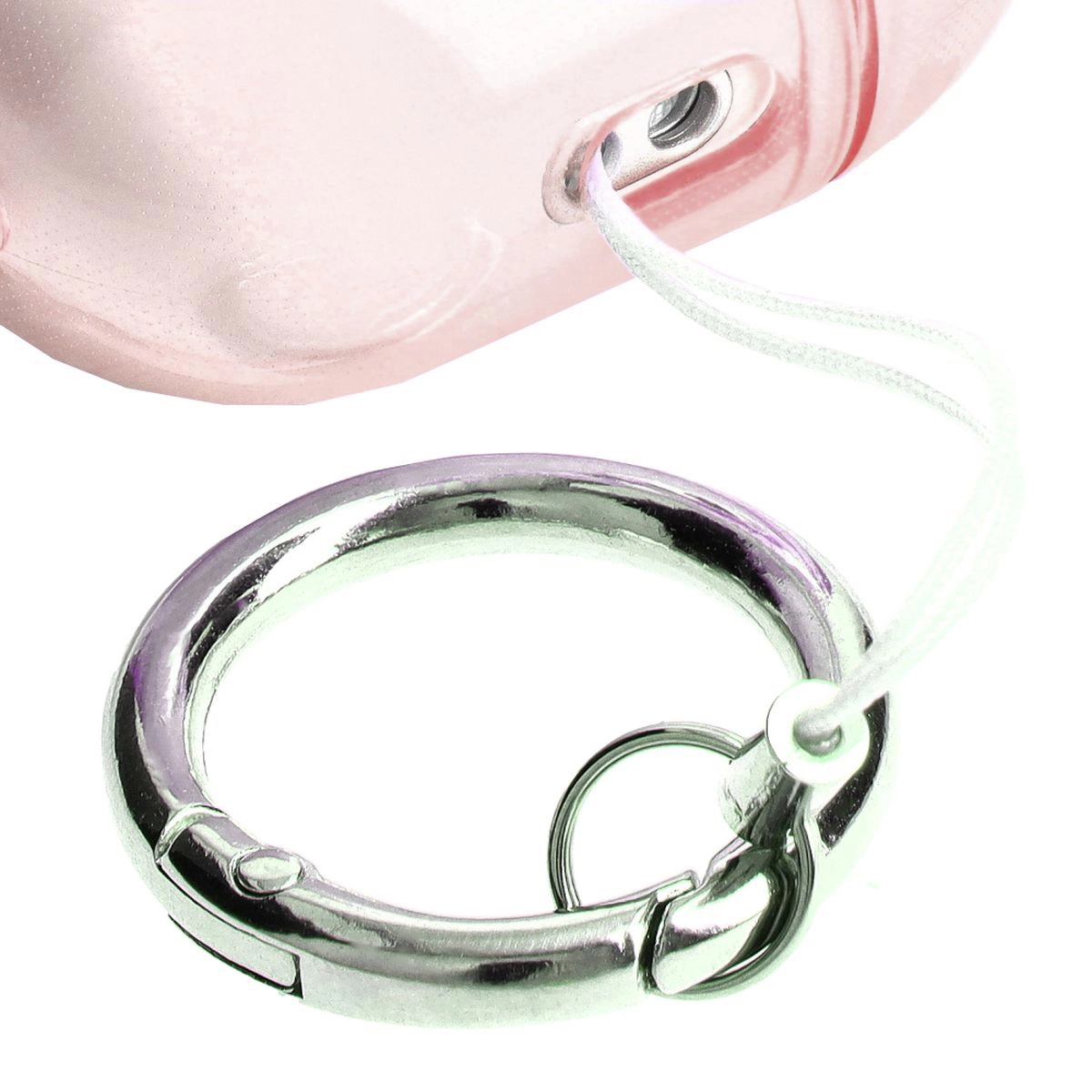 Etui na słuchawki Bizon Elastyczne z karabińczykiem do Airpods Pro 2 Przezroczysto-różowy