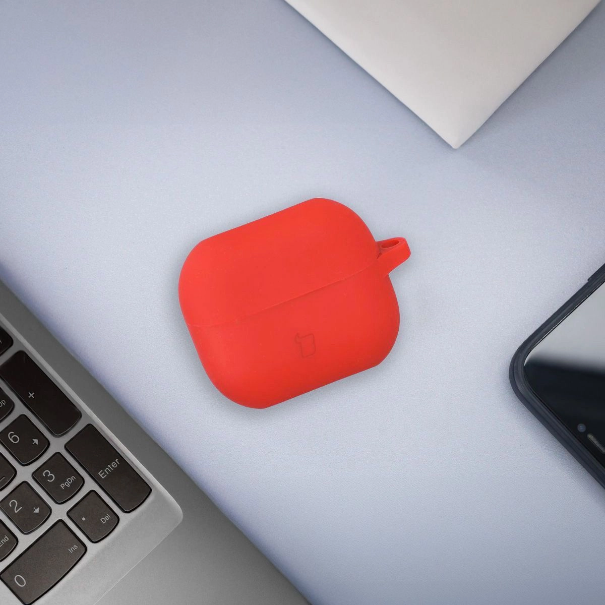 Etui na słuchawki Bizon Silikonowe z karabińczykiem do Samsung Galaxy Buds 3/3 Pro Czerwony