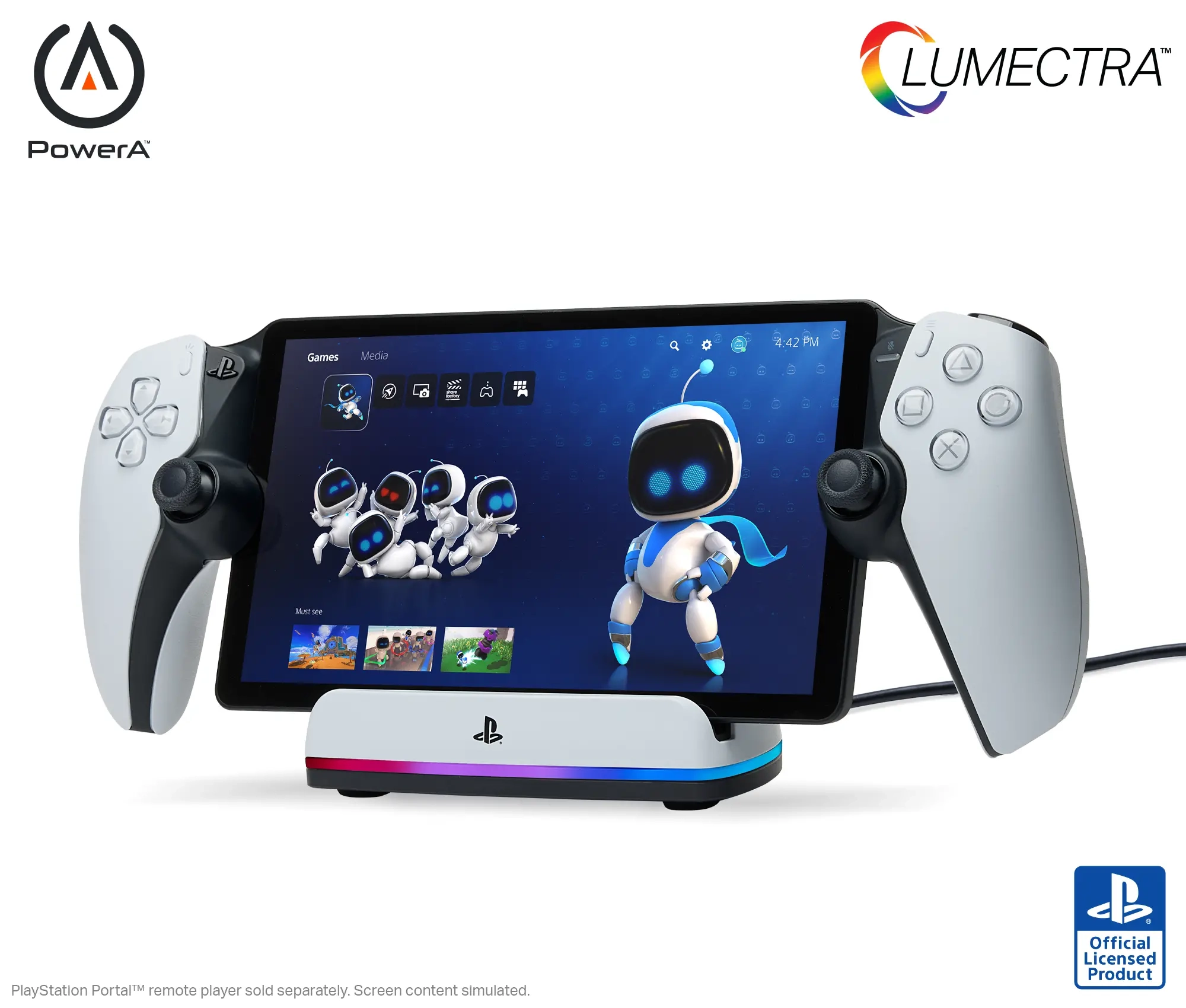 Odtwarzacz do streamingu Sony PlayStation Portal + ładowarka PowerA Lumectra