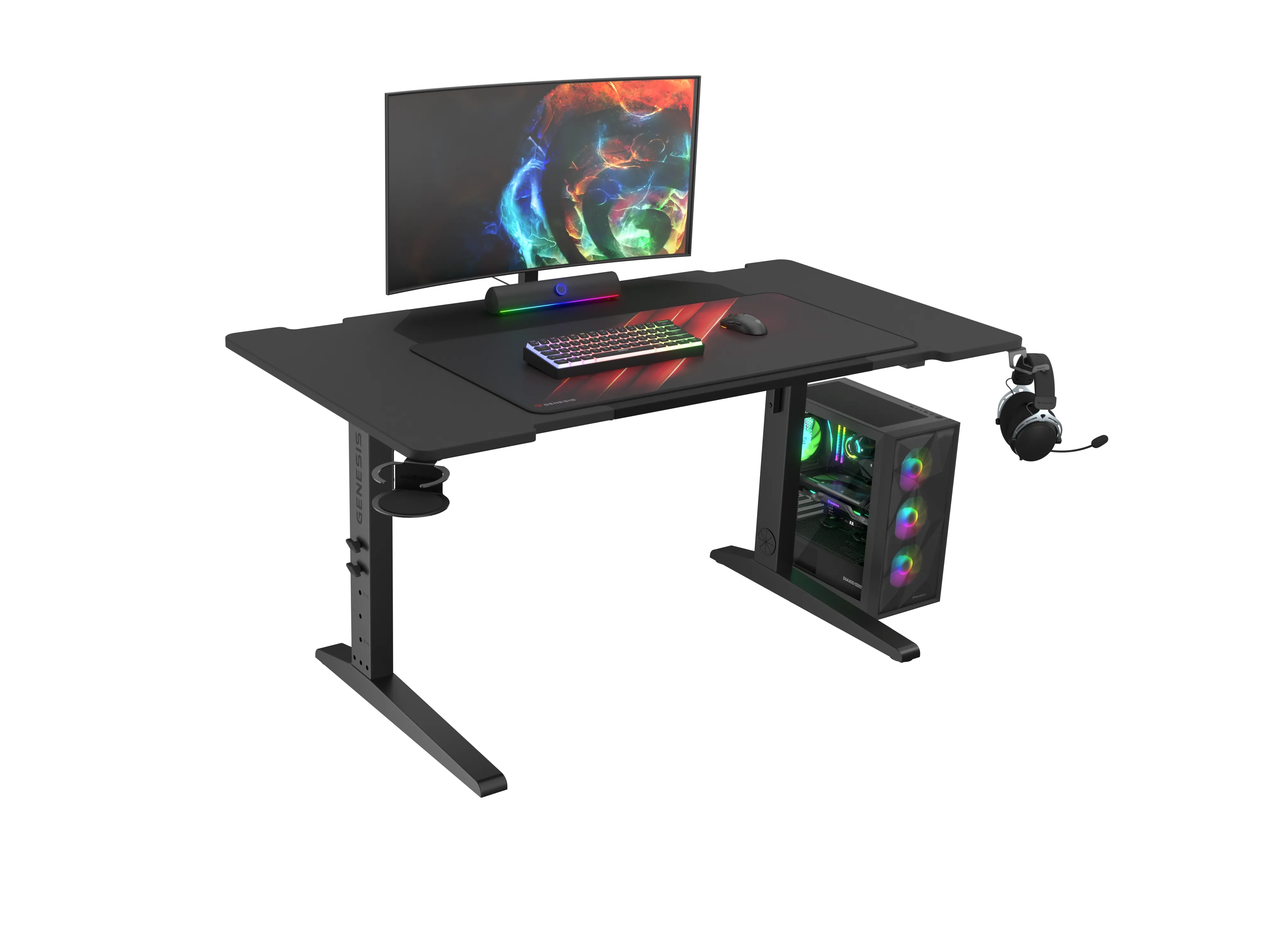 Biurko Genesis Holm Modular 140 140cm Regulacja wysokości Czarny