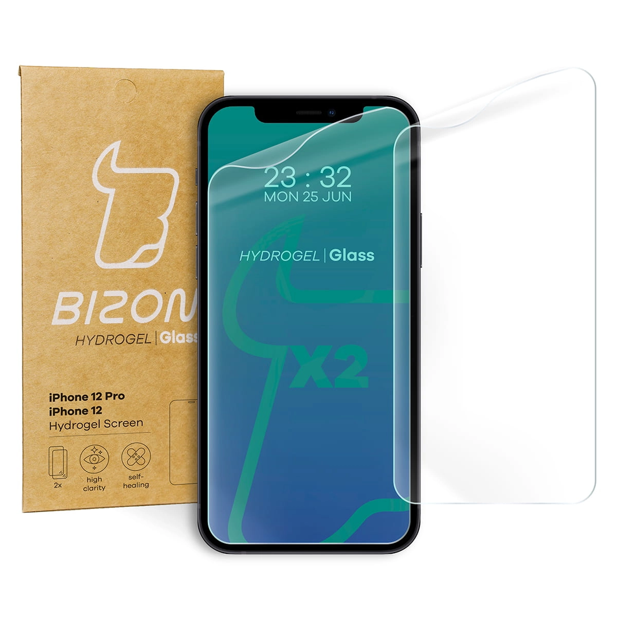 Folia hydrożelowa Bizon na ekran Hydrogel iPhone 12/12 Pro 2 sztuki