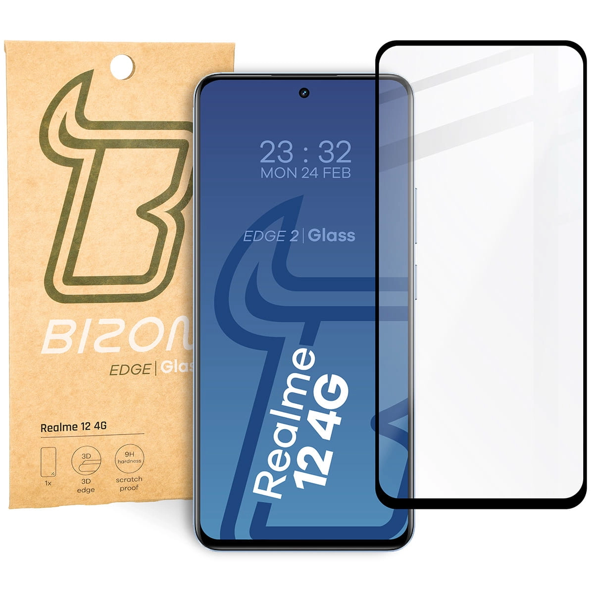 Szkło hartowane Bizon pełne Edge 2 do Realme 12 4G