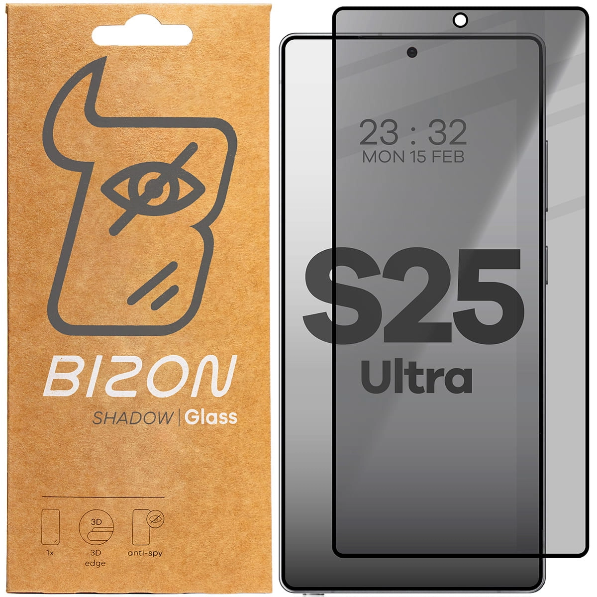 Szkło hartowane Bizon prywatyzujące pełne Edge Shadow do Galaxy S25 Ultra Przyciemniane