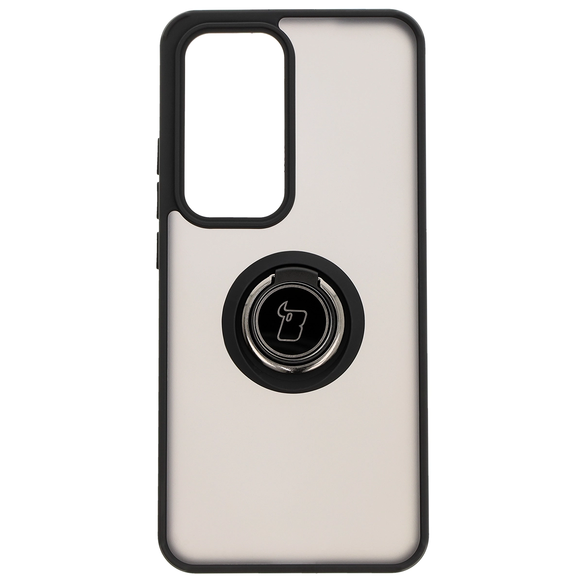 Etui Bizon z uchwytem na palec Hybrid Ring do Oppo Reno 12 Pro Przydymione z czarną ramką