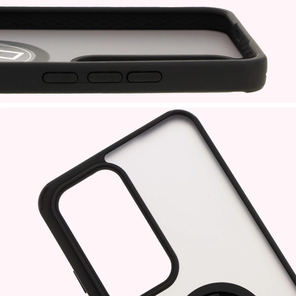 Etui Bizon z uchwytem na palec Hybrid Ring do Oppo Reno 12 Pro Przydymione z czarną ramką