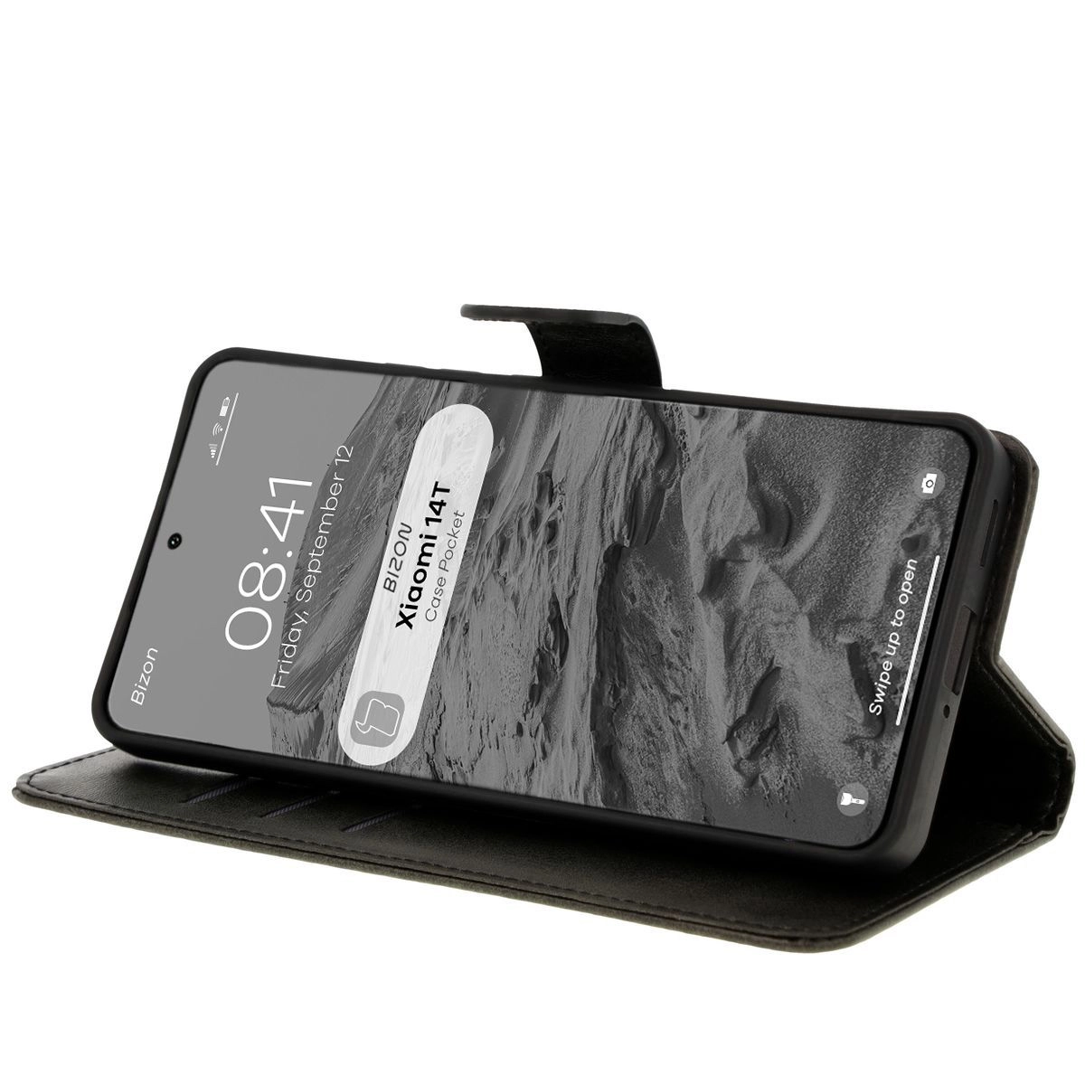 Etui Bizon z klapką Pocket do Xiaomi 14T Czarny