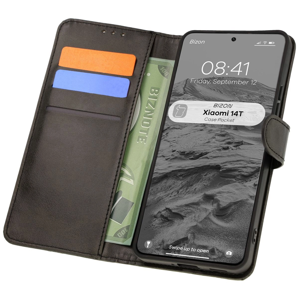Etui Bizon z klapką Pocket do Xiaomi 14T Czarny