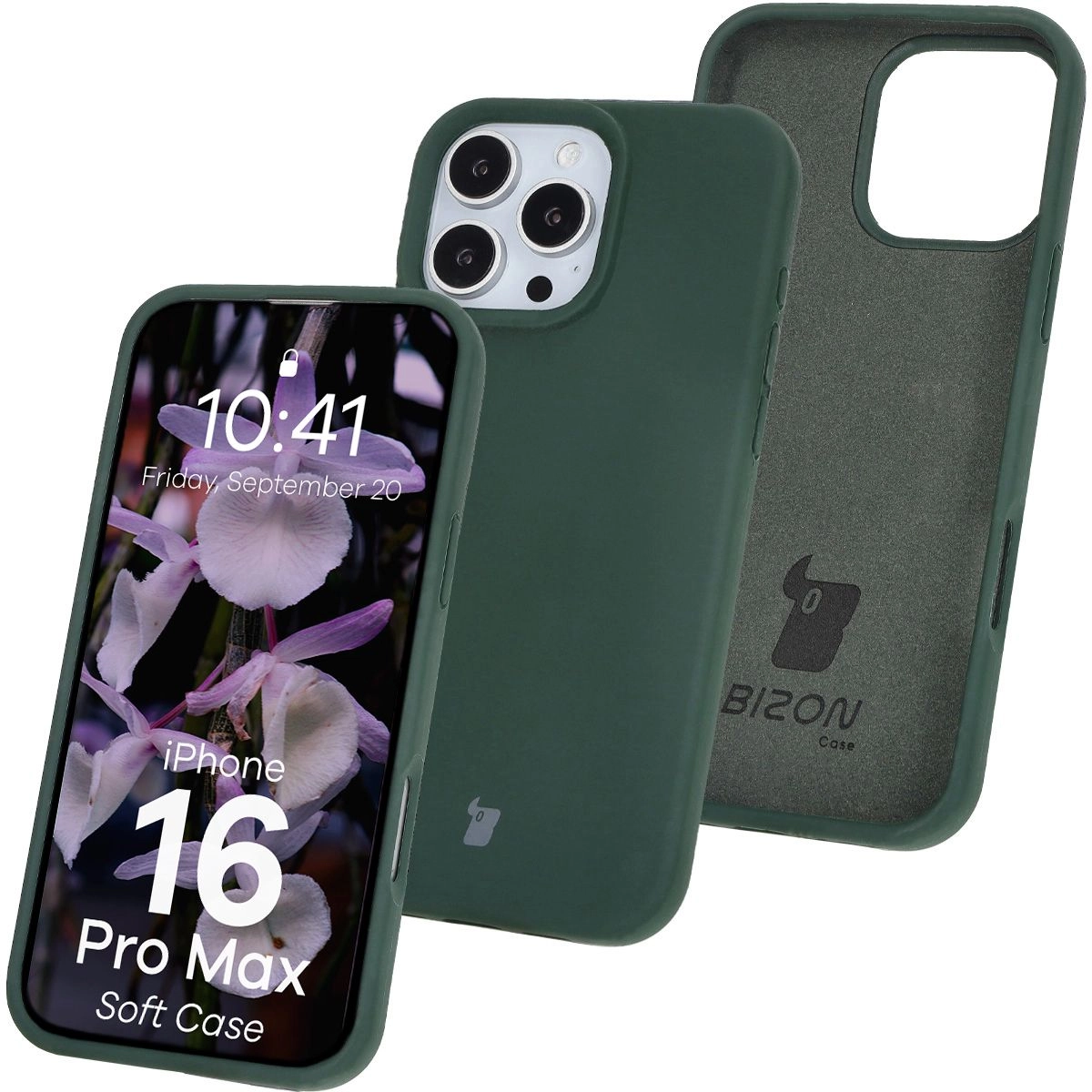 Etui Bizon Silikonowe Soft do iPhone 16 Pro Max Ciemnozielony