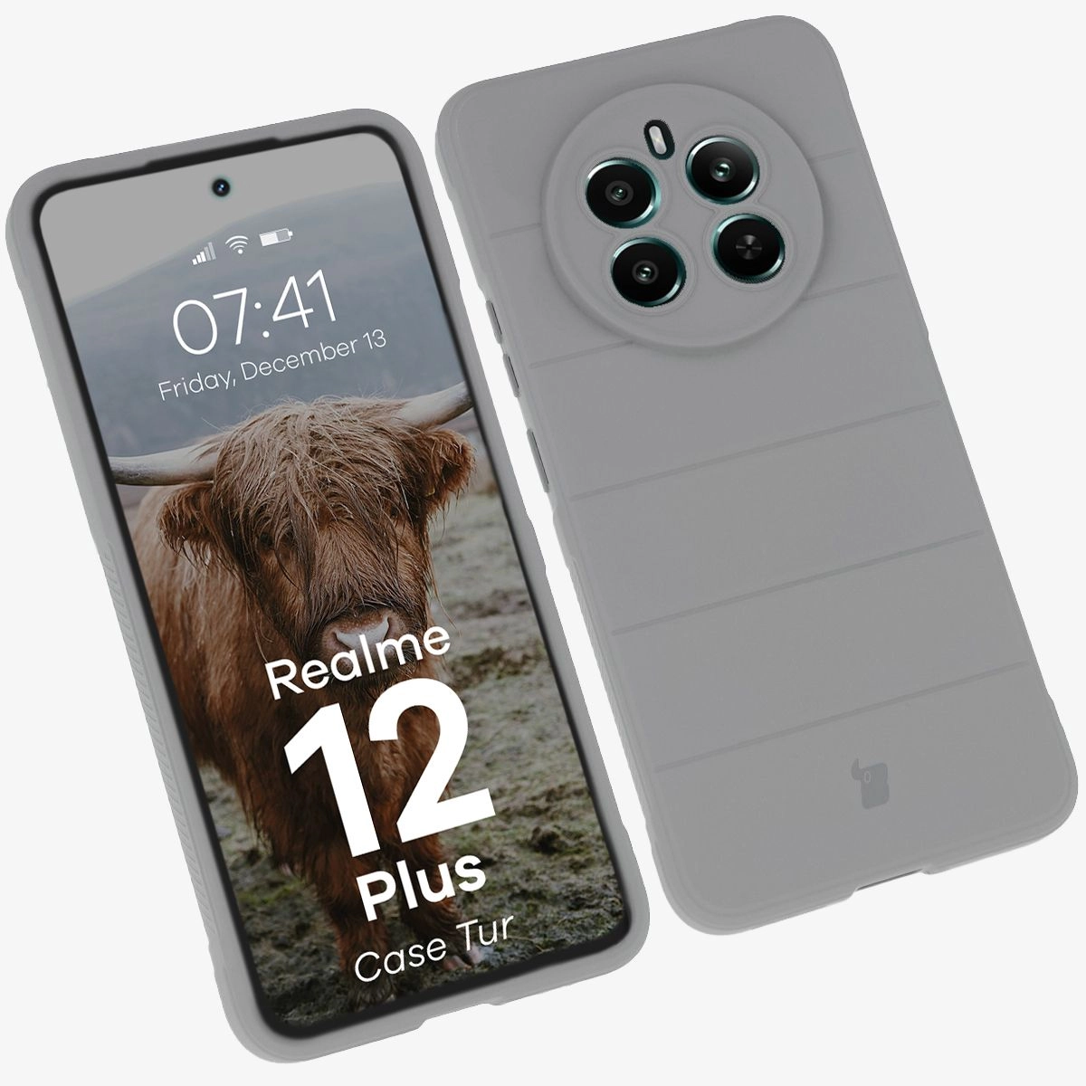 Etui Bizon Tur do Realme 12+ Light Grey
