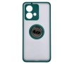 Etui Bizon z uchwytem na palec Hybrid Ring do Motorola Edge 40 Neo Przydymione z ciemnozieloną ramką