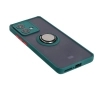 Etui Bizon z uchwytem na palec Hybrid Ring do Motorola Edge 40 Neo Przydymione z ciemnozieloną ramką
