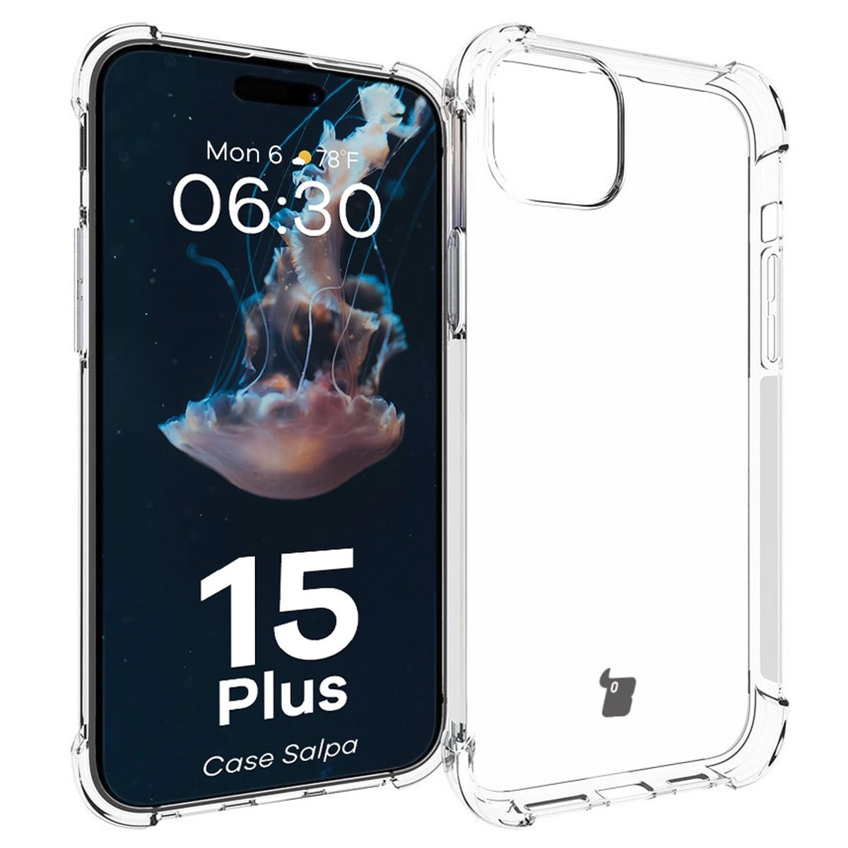 Etui Bizon Elastyczne Salpa do iPhone 15 Plus Przezroczysty