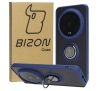 Etui Bizon z uchwytem na palec Hybrid Ring do Xiaomi 14 Ultra Przydymione z granatową ramką