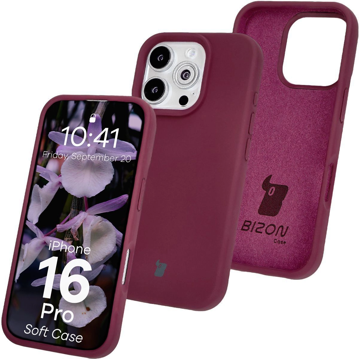 Etui Bizon Silikonowe Soft do iPhone 16 Pro Ciemno-fioletowy