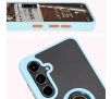 Etui Bizon z uchwytem na palec Hybrid Ring do Galaxy S24 FE Przydymione z jasnoniebieską ramką