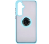 Etui Bizon z uchwytem na palec Hybrid Ring do Galaxy S24 FE Przydymione z jasnoniebieską ramką