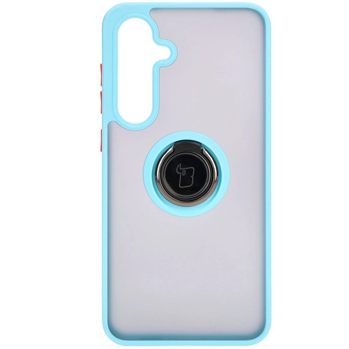 Etui Bizon z uchwytem na palec Hybrid Ring do Galaxy S24 FE Przydymione z jasnoniebieską ramką