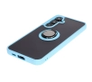 Etui Bizon z uchwytem na palec Hybrid Ring do Galaxy S24 FE Przydymione z jasnoniebieską ramką