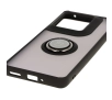 Etui Bizon z uchwytem na palec Hybrid Ring do Motorola Edge 50 Ultra Przydymione z czarną ramką