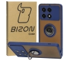 Etui Bizon z uchwytem na palec Hybrid Ring do Xiaomi Poco X6 Pro Przydymione z granatową ramką
