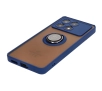 Etui Bizon z uchwytem na palec Hybrid Ring do Xiaomi Poco X6 Pro Przydymione z granatową ramką