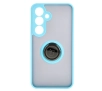 Etui Bizon z uchwytem na palec Hybrid Ring do Galaxy S25 / S24 Przydymione z jasnoniebieską ramką
